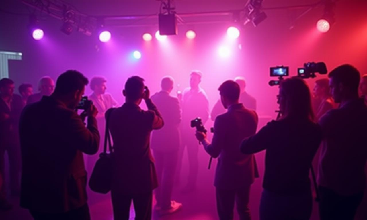 Dynamic press event with photographers and media coverage