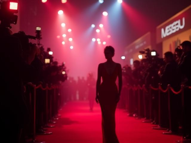 Red carpet event publicity with photographers and media